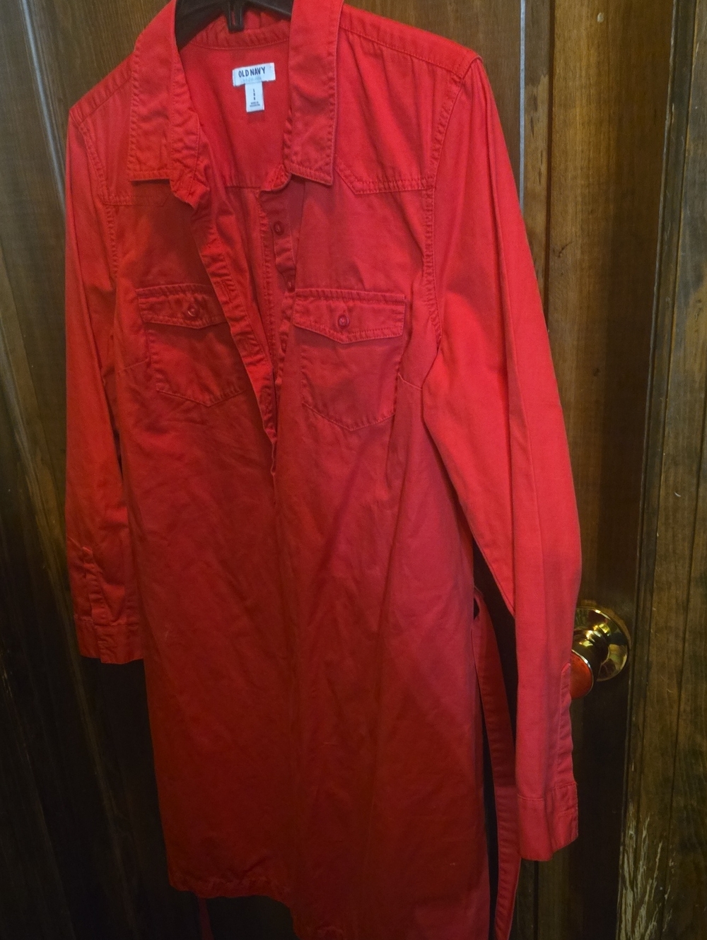 Old Navy Red Utility Shirt Dress